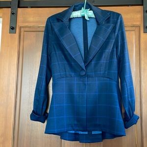 Cabi Plaid Checker Blazer Dark Blue Size 4